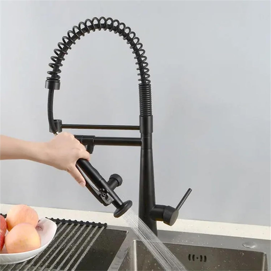 Kitchen Faucet Multifunctional Pull Out 360 Degree Rotating Kitchen Faucet Hot and Cold(Black)