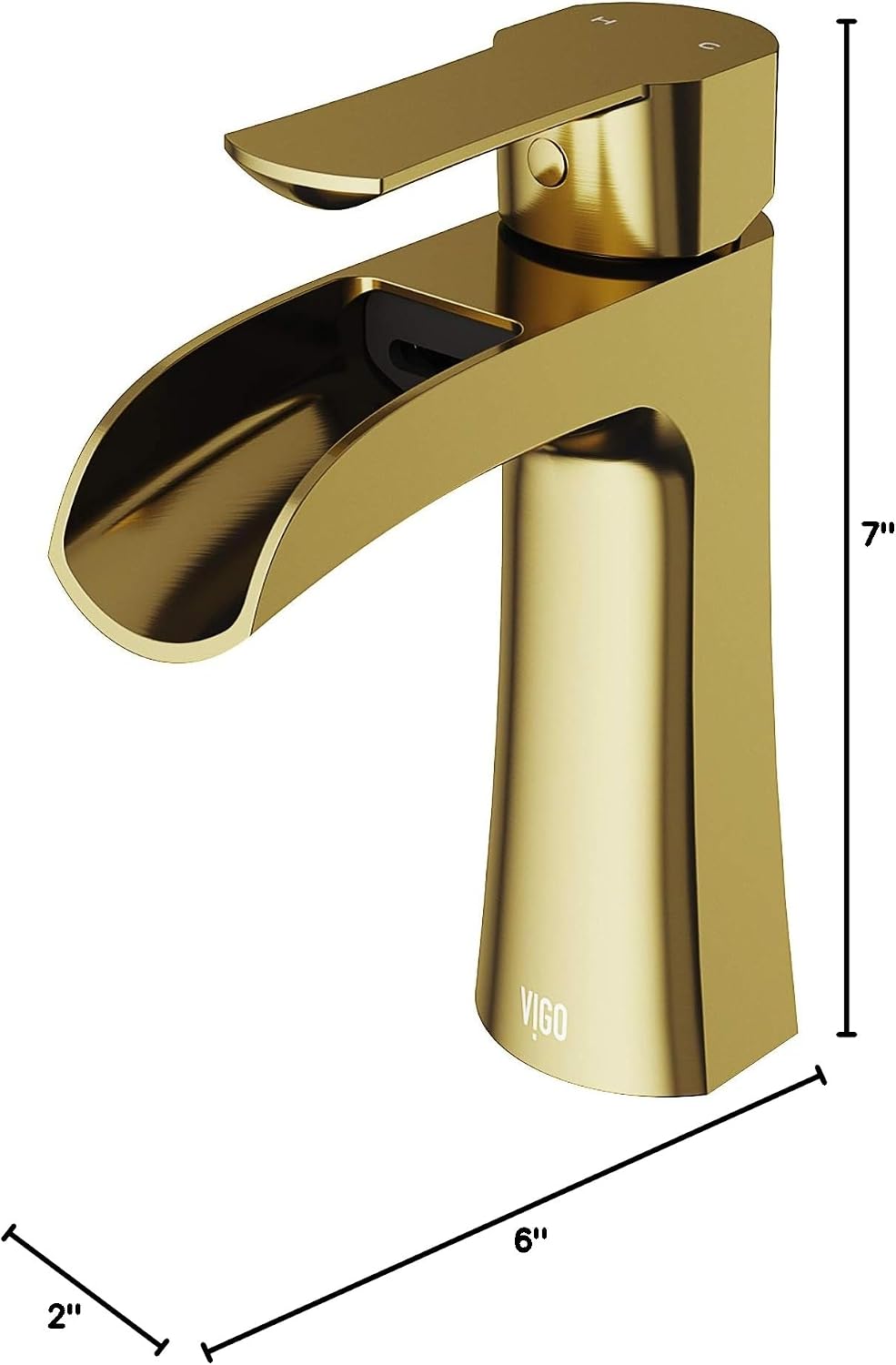 VIGO Paloma Waterfall Single-Handle Single-Hole Mount Bathroom Sink Faucet, 7-Inch, Matte Brushed Gold, Modern Design, Solid Brass, 1.2 GPM WaterSense & Ceramic Disc Valve - VG01041MG