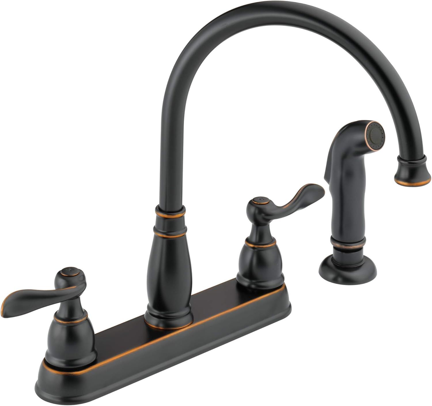 Delta Windemere Oil Rubbed Bronze Kitchen Faucet with Side Sprayer, Traditional 4 Hole Kitchen Sink Faucet, Two-Handle, Oil Rubbed Bronze 21996LF-OB