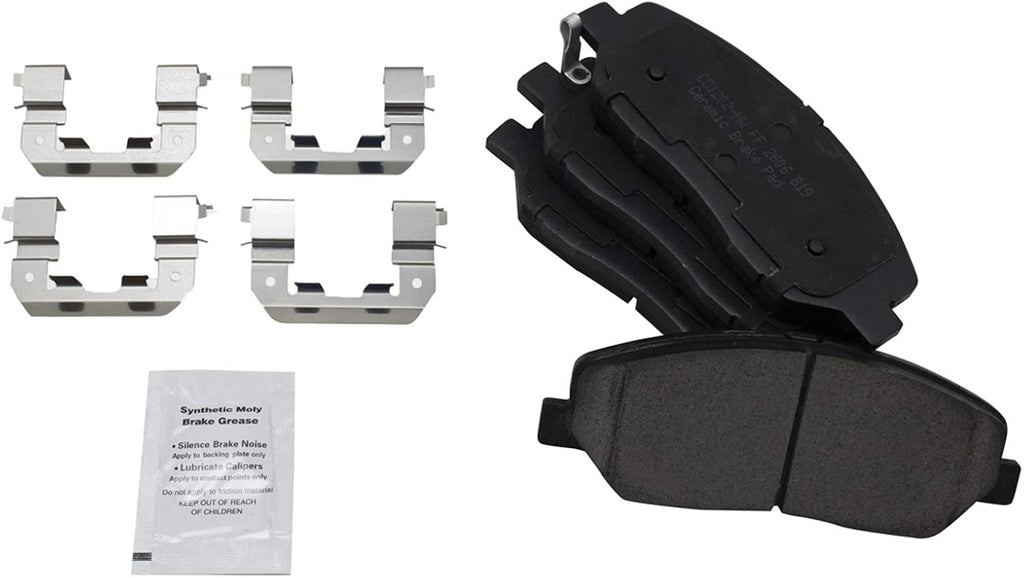 TRQ Performance Front Ceramic Brake Pad and Rotor Set Coated Drilled Slotted Compatible with 2007-2009 Hyundai Santa Fe 2013-2016 Hyundai Santa Fe