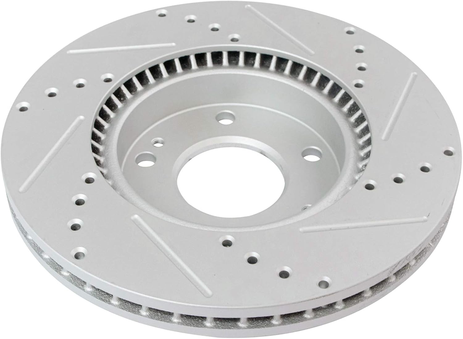 TRQ Performance Front Brake Pad and Rotor Set Ceramic Drilled Slotted Coated Vented Rotors Compatible with 2003-2008 Hyundai Tiburon 2005-2009 Tucson 2005-2010 Kia Sportage