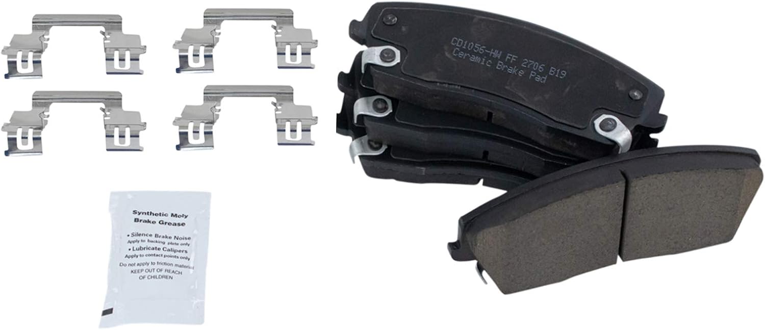 TRQ Performance Front Brake Pad and Rotor Set Ceramic Drilled Slotted Coated Vented Rotors Calipers Compatible with 2005-2010 Chrysler 300 2005-2008 Magnum 2006-2011 Dodge Charger 2009-2011 Challenger