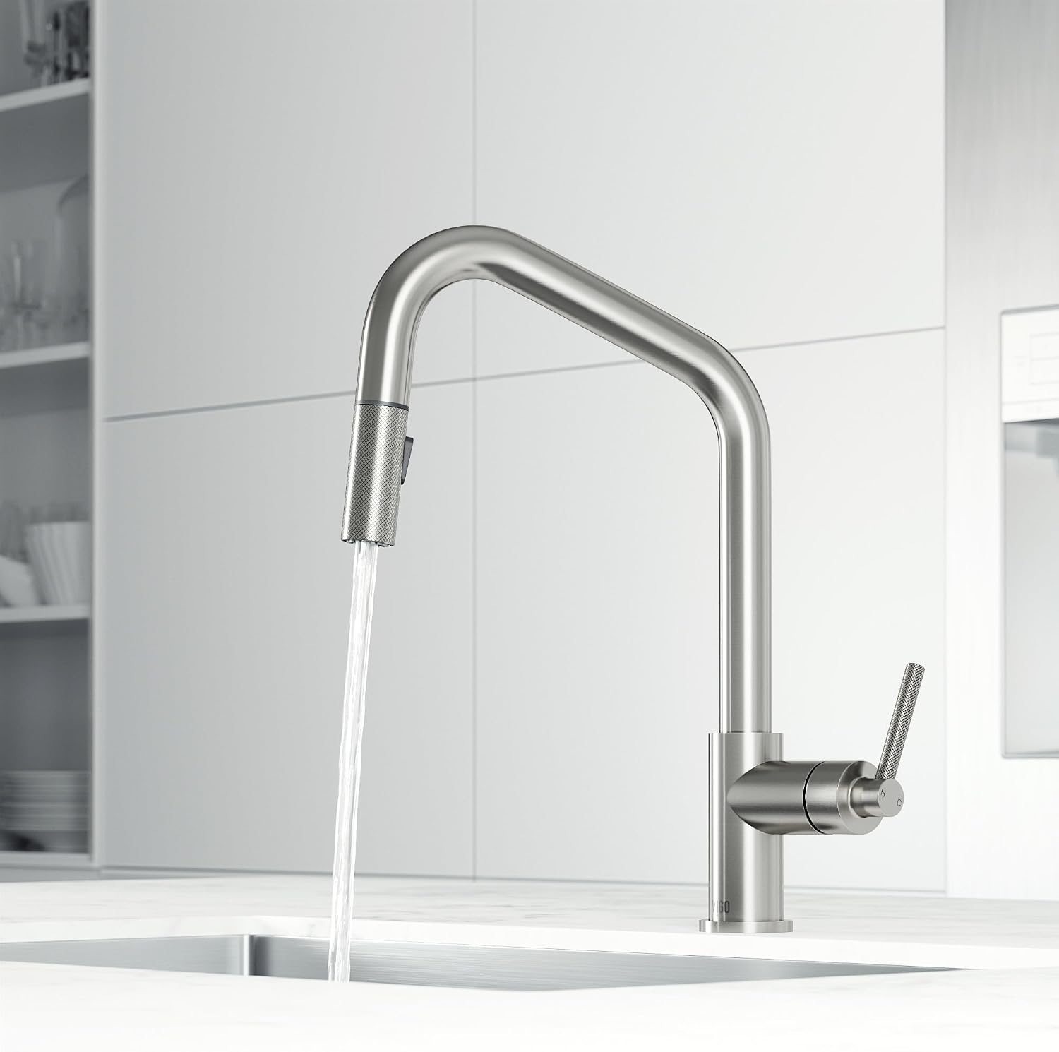 VIGO Utopia 15'' H Single Handle Pull-Down Sprayer Kitchen Bar Faucet in Stainless Steel-VG02038ST