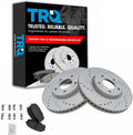 TRQ Performance Front Brake Pad and Rotor Set Ceramic Coated Drilled Slotted Vented Rotors Compatible with 2010-2013 Kia Forte Forte Koup