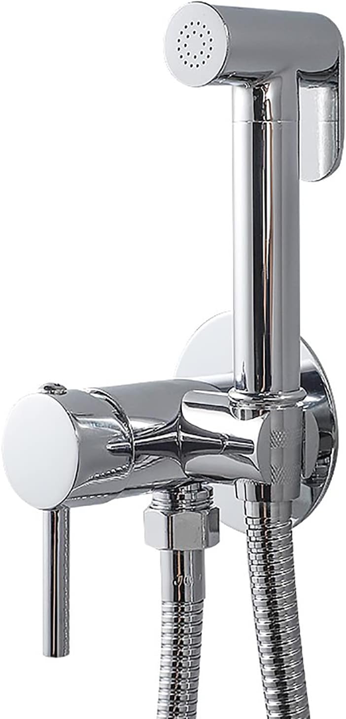 Handheld Bidet Sprayer for Toilet, Baby Cloth Diaper Hot and Cold Water Wall Mounted Brass Kit for Personal Hygiene Cleaning,Chrome(Chrome)