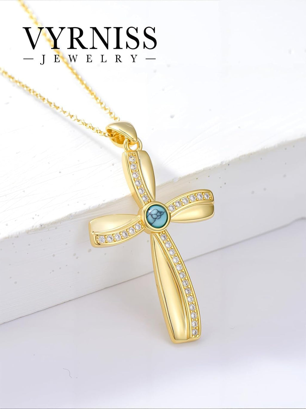 18K Gold Cross Pendant for Women Gold Cross Necklace 18K Gold Jewelry Religious Gift