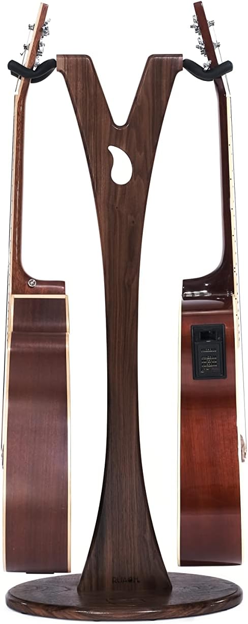 Ruach GS-1 Dual Acoustic and Electric Wooden Guitar Stand - Walnut