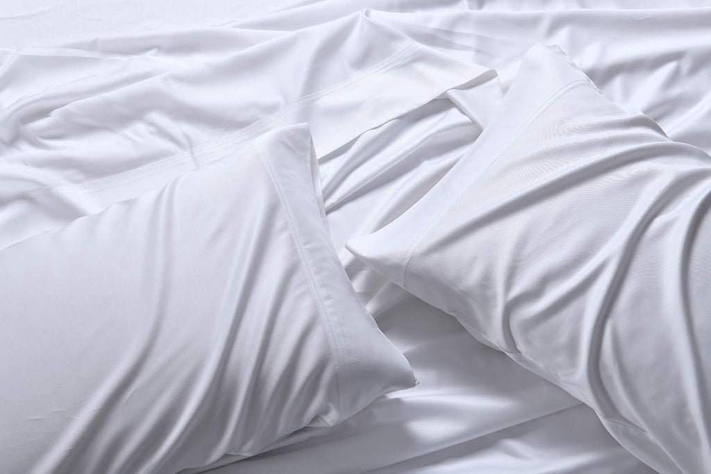 Royal Tradition Viscose from Bamboo-Cotton Blend Sheet Set (Top-Split-King Size, White-Solid) Durable, Breathable Deep Pocket Bed Sheets