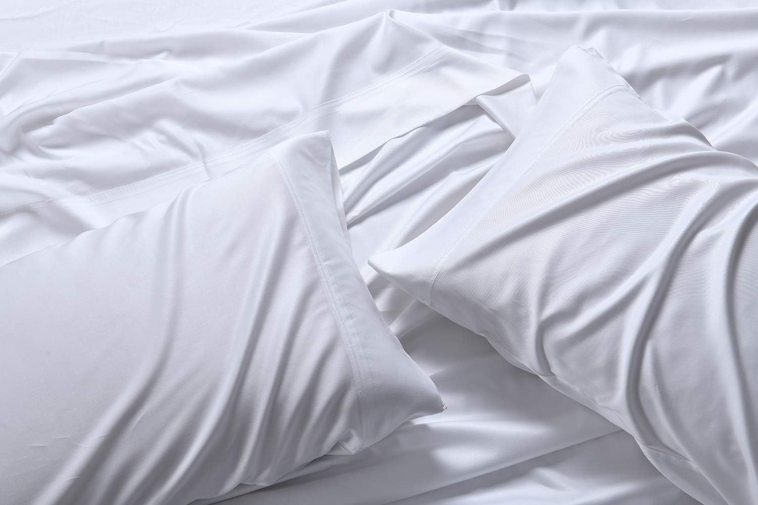 Royal Tradition Viscose from Bamboo-Cotton Blend Sheet Set (Split-King Size, White-Solid) Durable, Breathable Deep Pocket Bed Sheets