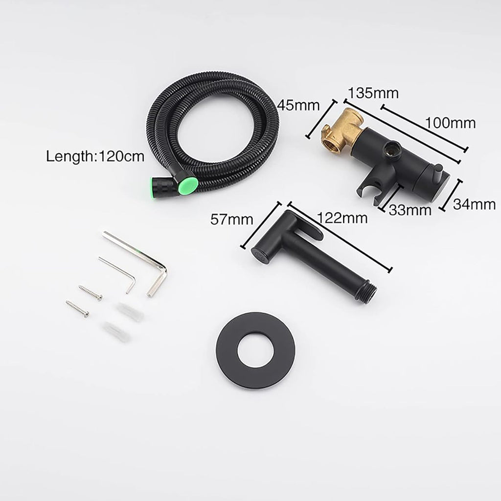 Handheld Bidet Sprayer for Toilet, Baby Cloth Diaper Hot and Cold Water Wall Mounted Brass Kit for Personal Hygiene Cleaning,Chrome(Black)
