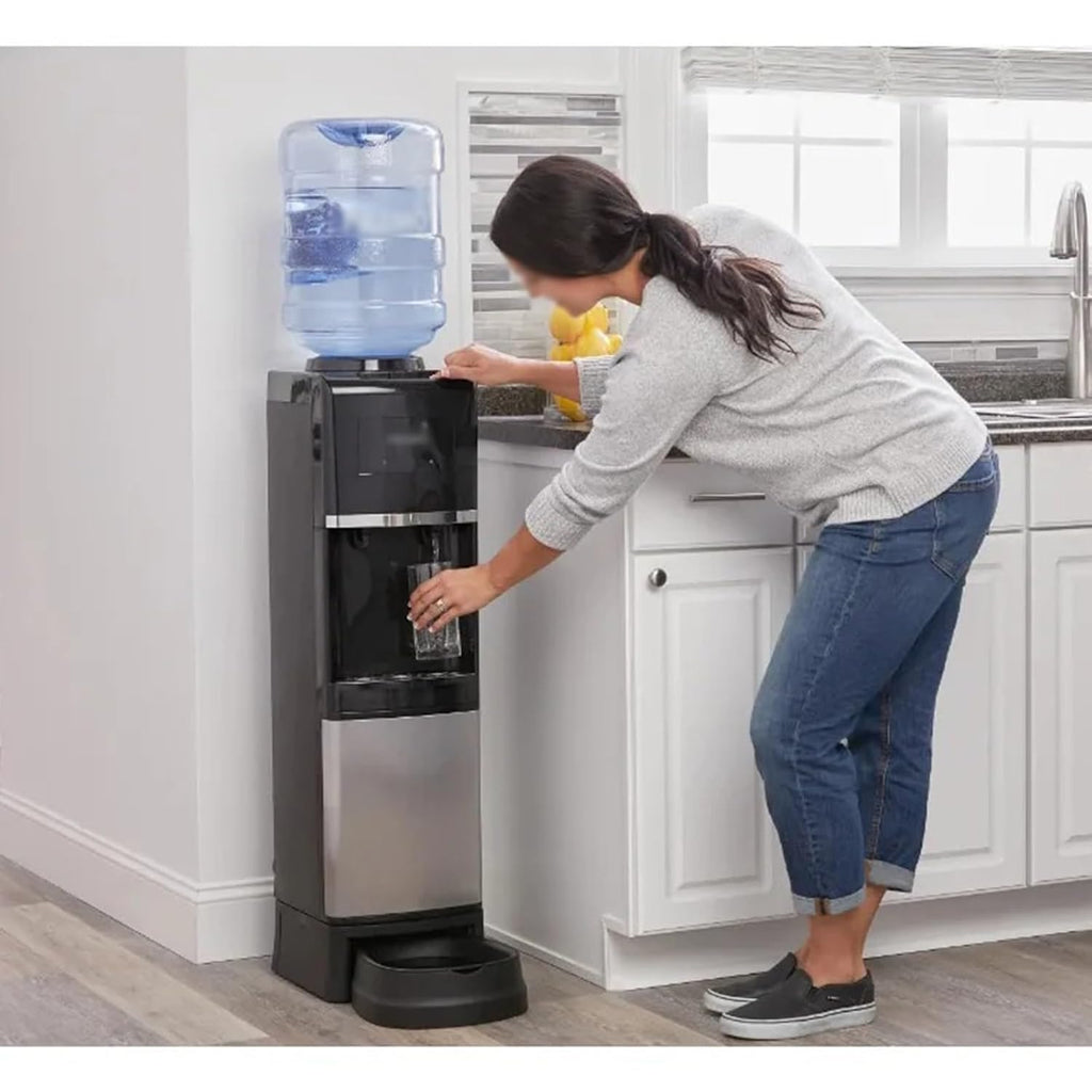 Hot and Cold Water Dispenser Water Dispenser Top Loading Hot/Cold Temperature Black and Stainless Steel