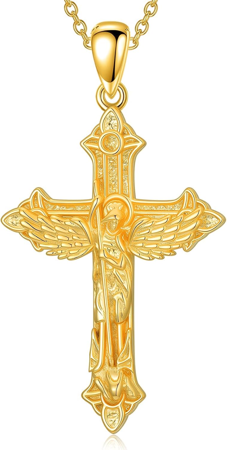 18K Gold Cross Pendant for Women Gold Cross Necklace 18K Gold Jewelry Religious Gift