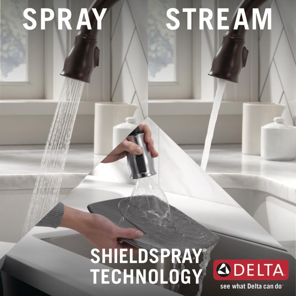 Delta Leland Oil Rubbed Bronze Touch Kitchen Faucet with Pull Down Sprayer, Traditional Single Hole Touch On Kitchen Sink Faucet, Single Handle, Venetian Bronze 9178T-RB-DST