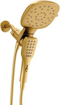 Moen Verso Brushed Gold Infiniti Dial Square Rain Shower Head with Detachable Hand Shower Combo, 7-Inch Spray Head, 220C5BG