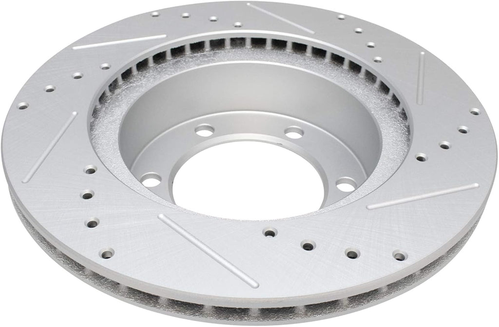 TRQ Performance Front Ceramic Brake Pad and Rotor Set Coated Drilled Slotted Compatible with 1996-2000 Toyota 4Runner with 16 Inch Wheels