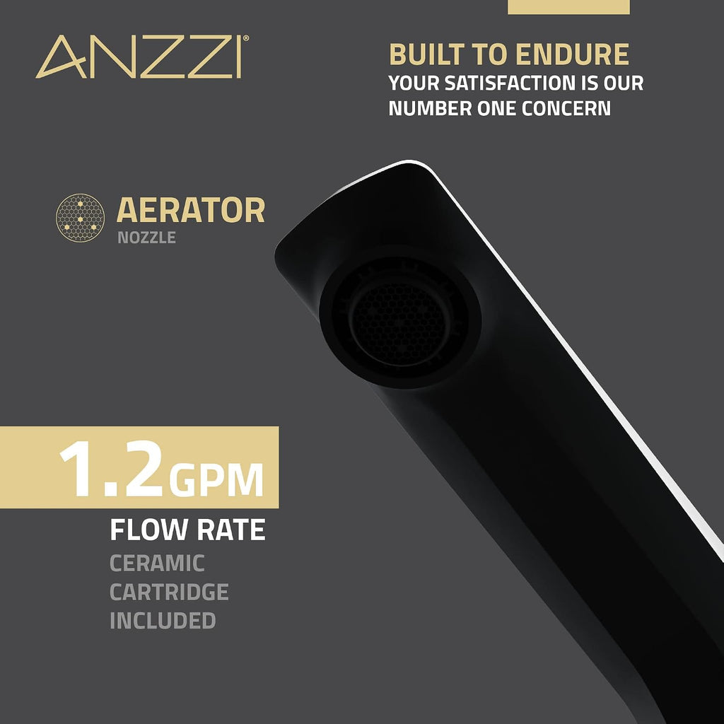 ANZZI Bathroom Faucet, Two Handle, Three Hole Bathroom Sink Faucet, RV Faucet, Vanity Faucet, Two Tone 8in Widespread Faucet, Matte Black & Brushed Nickel Faucet and Pop-up Drain (L-AZ905MB-BN)
