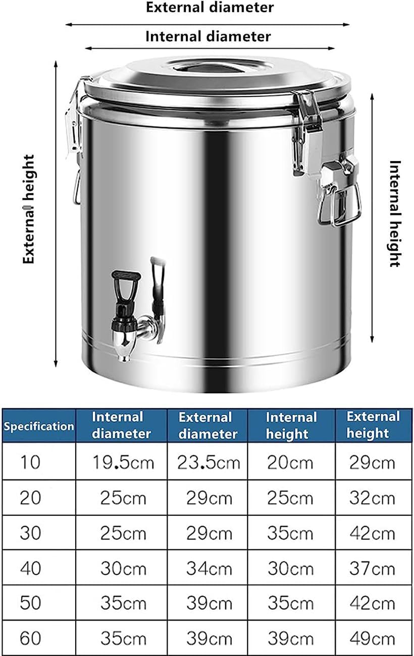 Insulated Beverage Dispenser, Stainless Steel Insulated Barrel Hot Water Dispensers with Faucet for Hot Tea Coffee Cold Milk Water Juice for Commercial Home Office,10L