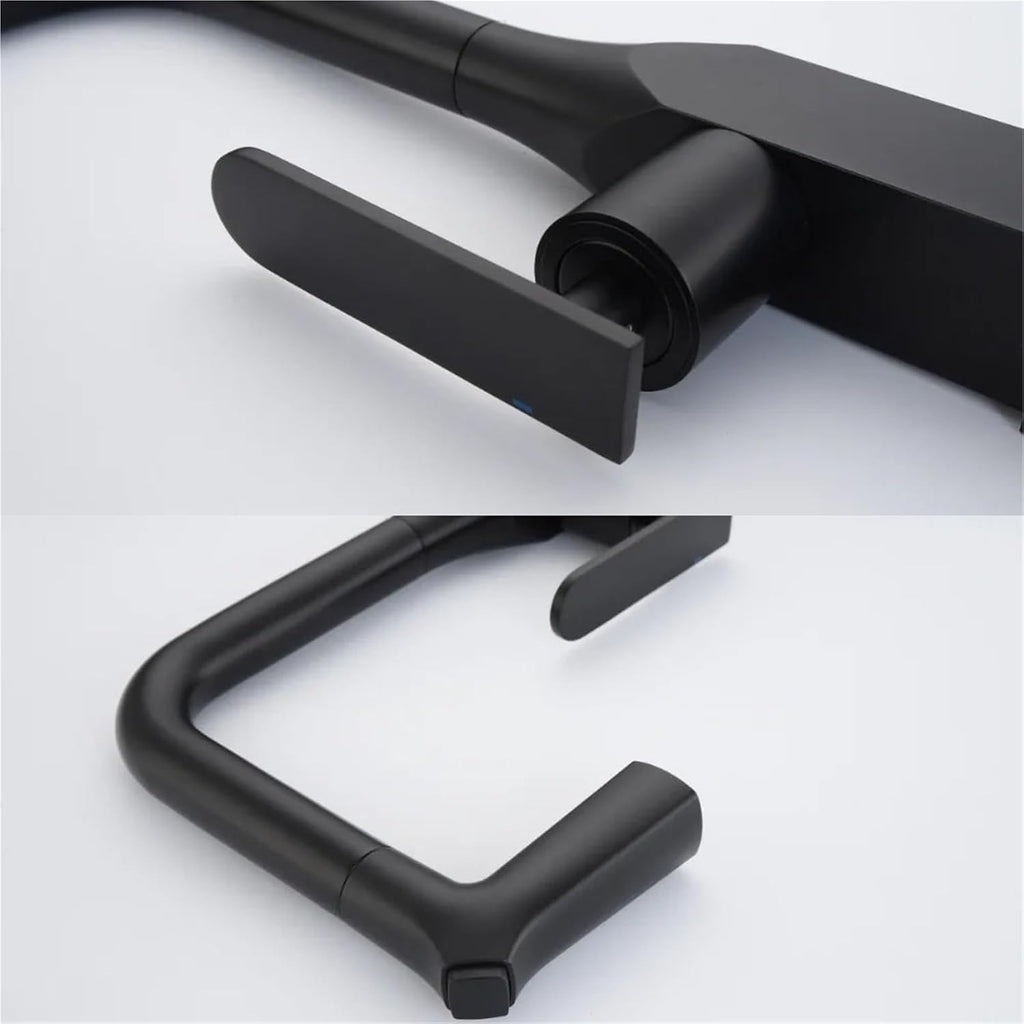 Kitchen Faucets Pull Out Kitchen Tap Single Handle Swivel 360 Degree Water Hot and Cold Mixer Tap(Black)