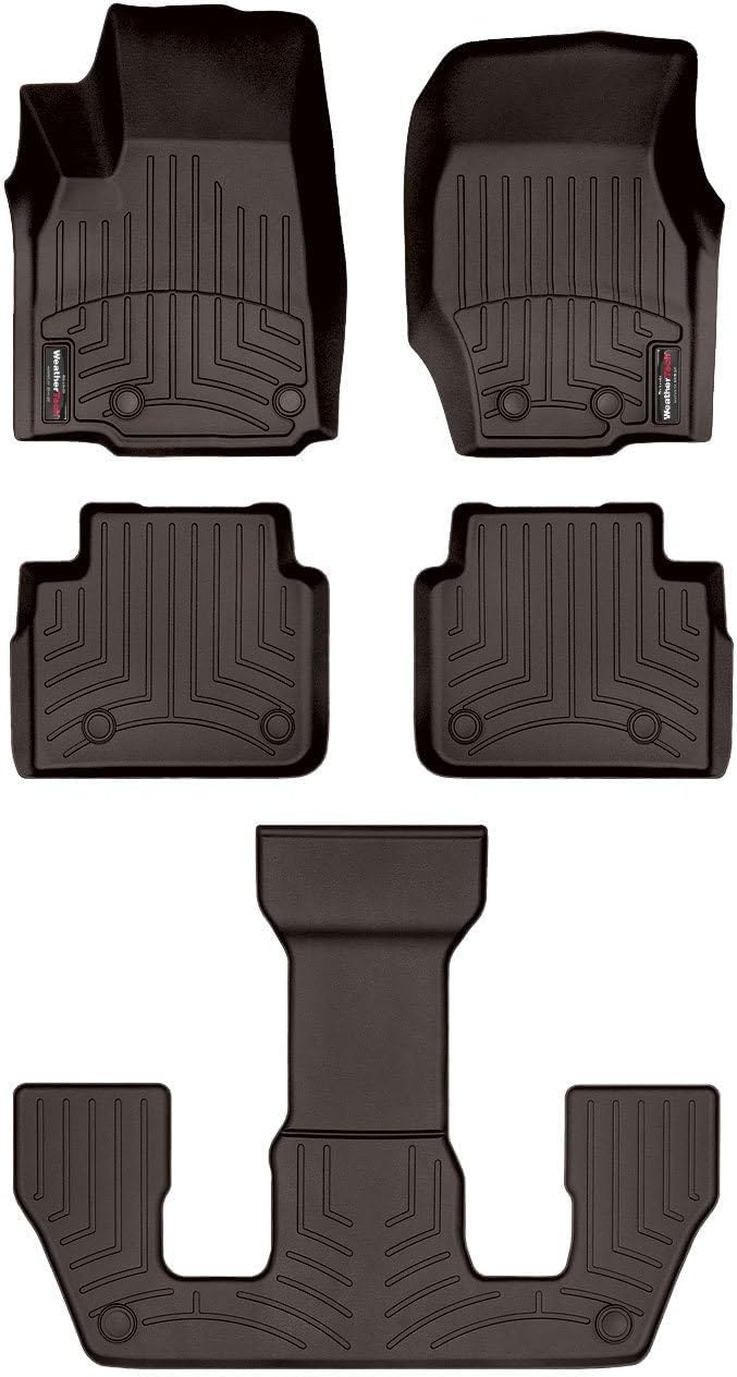WeatherTech Custom Fit FloorLiner Floor Mats for Jeep Grand Cherokee L w/2nd Row Bucket Seats (471696-1-2-3) - Complete Set (1st, 2nd (2-Piece) & 3rd Row), Cocoa