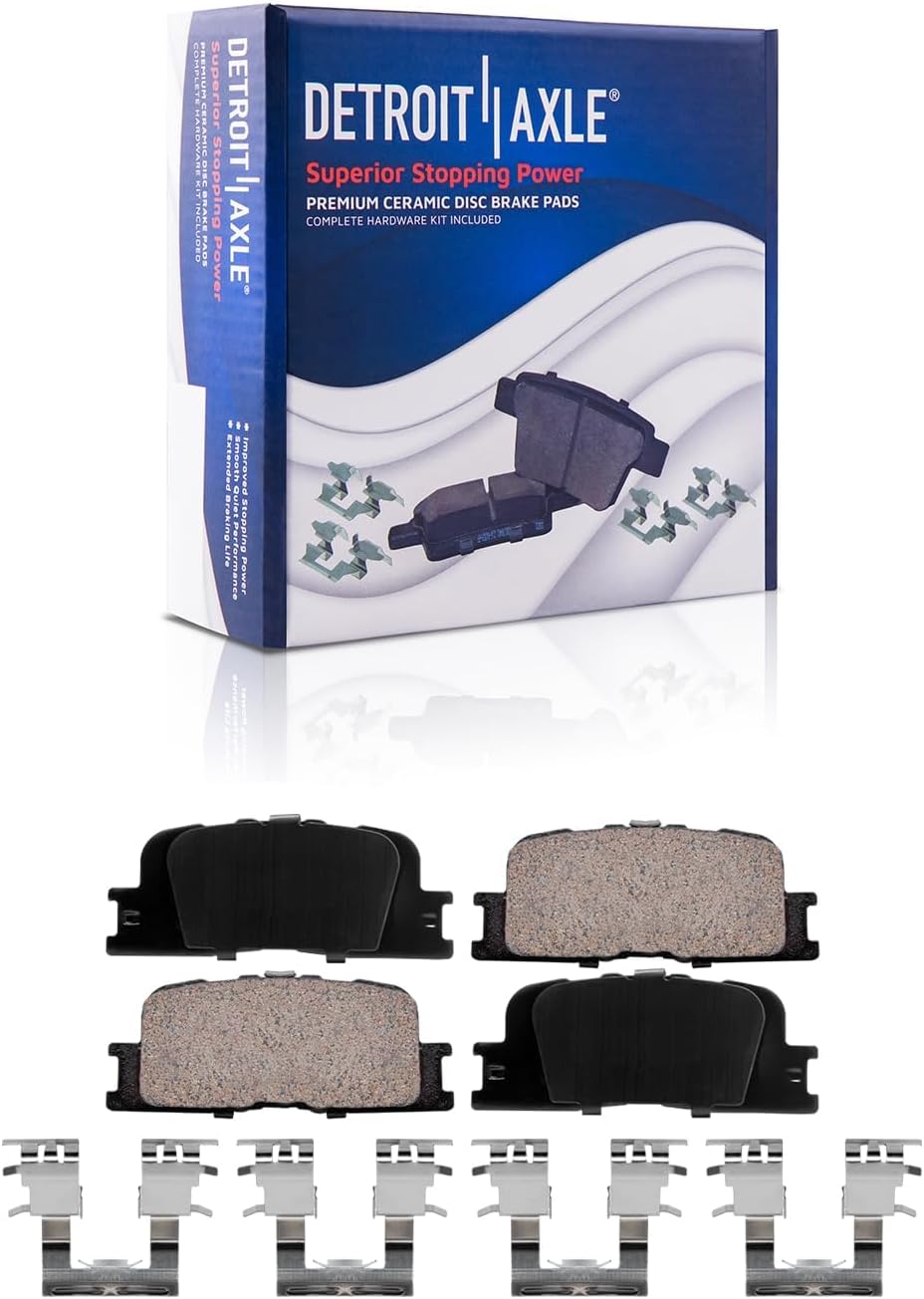 Detroit Axle - Brake Kit for 2002 2003 2004 Toyota Camry Drilled & Slotted Disc Brake Rotors Ceramic Brakes Pads w/Hardware Front & Rear Replacement