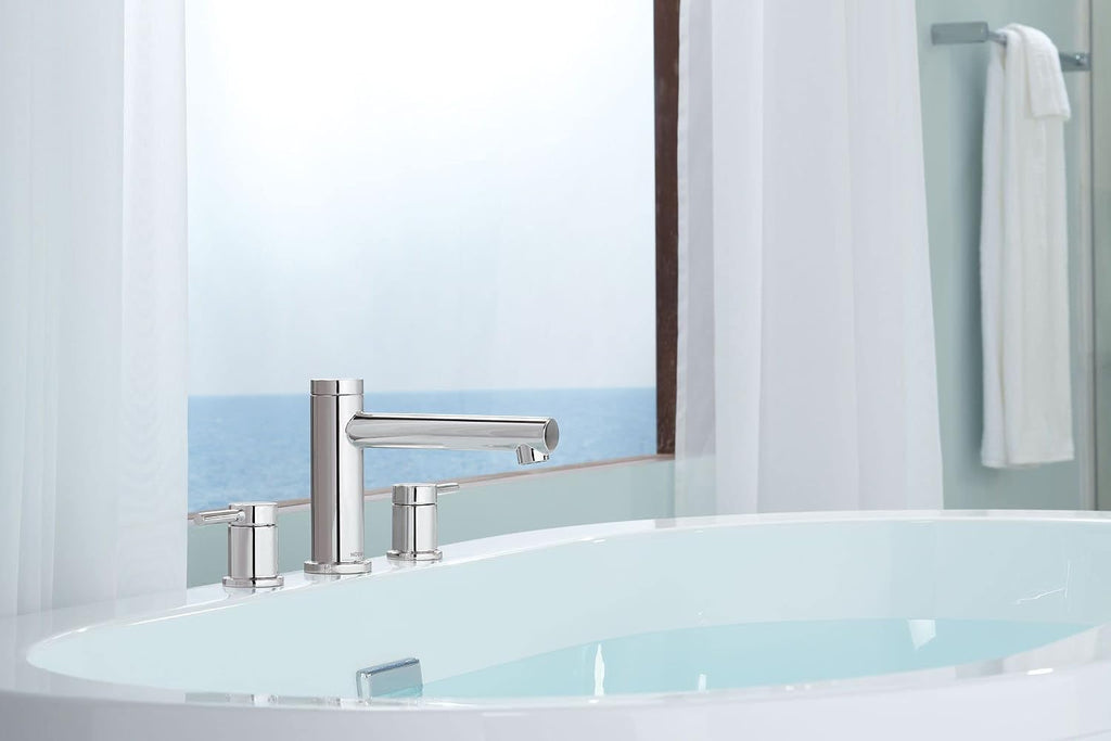 Moen T393 Align 2-Handle Deck Mount Modern Roman Tub Faucet Trim Kit, Valve Required, Chrome