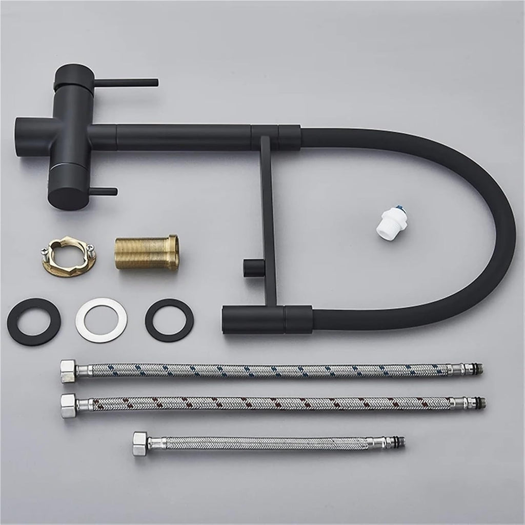 Filtered Kitchen Faucet Pull Out Spray Kitchen Purified 360 Rotation 3 Ways Sink Drink Water Faucet(Chrome)