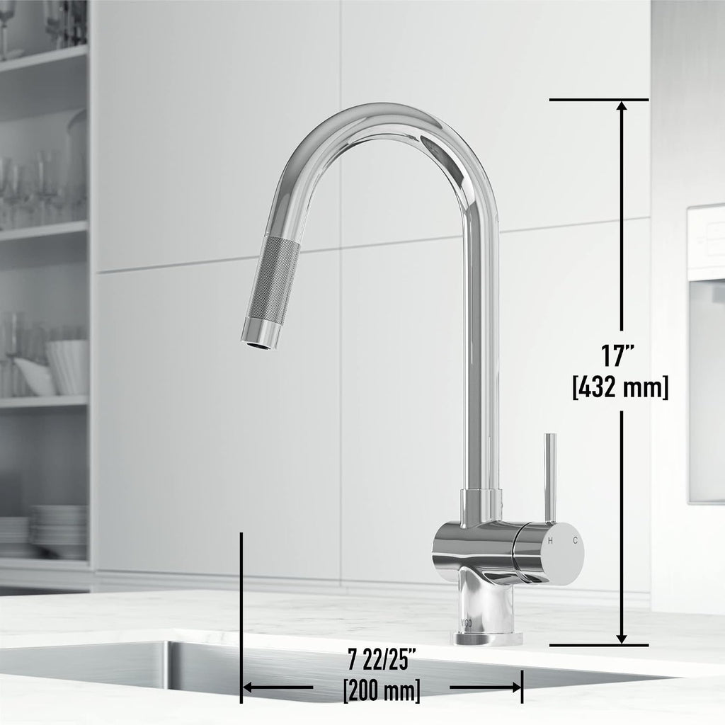 VIGO Gramercy 17'' H Single Handle Pull-Down Sprayer Kitchen Faucet with Touchless Sensor in Chrome-VG02008CHS