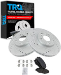 TRQ Performance Front Brake Pad and Rotor Set Ceramic Coated Drilled Slotted Vented Rotors Compatible with 2005-2006 Honda CR-V 2012-2015 Civic 2013-2015 Acura ILX