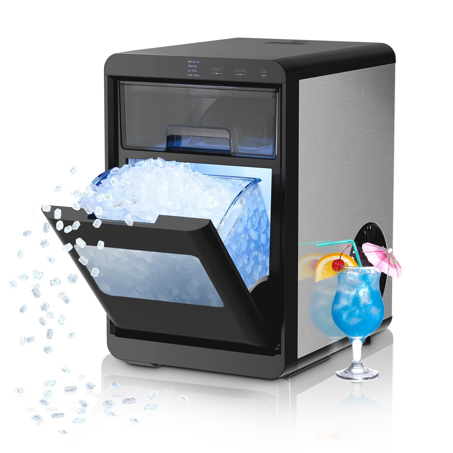 Antarctic Star Nugget Ice Maker Countertop - 44LB/Day, Self-Cleaning Portable Ice Machine with LED Display, 10-15 Minute Fast Ice Making for Home/Office/Bar