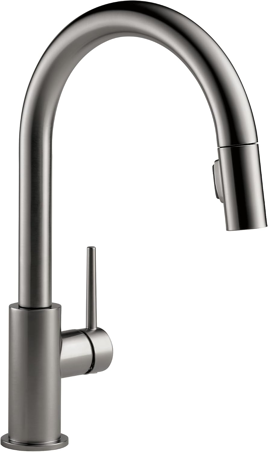 Delta Trinsic Black Stainless Kitchen Faucet with Pull Down Sprayer, Modern Single Hole Kitchen Sink Faucet, Single Handle, Black Stainless 9159-KS-DST