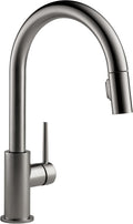Delta Trinsic Black Stainless Kitchen Faucet with Pull Down Sprayer, Modern Single Hole Kitchen Sink Faucet, Single Handle, Black Stainless 9159-KS-DST