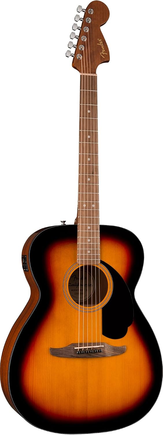 Fender California Standard Monterey E Acoustic-Electric Guitar - 3-Color Sunburst Bundle with Case, Tuner, Strap, Strings, String Winder, Picks, and Austin Bazaar Instructional DVD