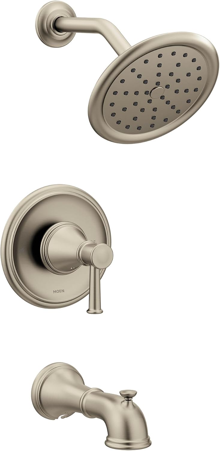 Moen Belfield Posi-Temp Tub and Shower Trim Kit with Eco-Performance Showerhead, Valve Required, Brushed Nickel, T2313EPBN