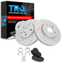 TRQ Performance Front Brake Pad and Rotor Set Ceramic Drilled Slotted G Coated Rotors Compatible with 2010-2015 Chevrolet Camaro