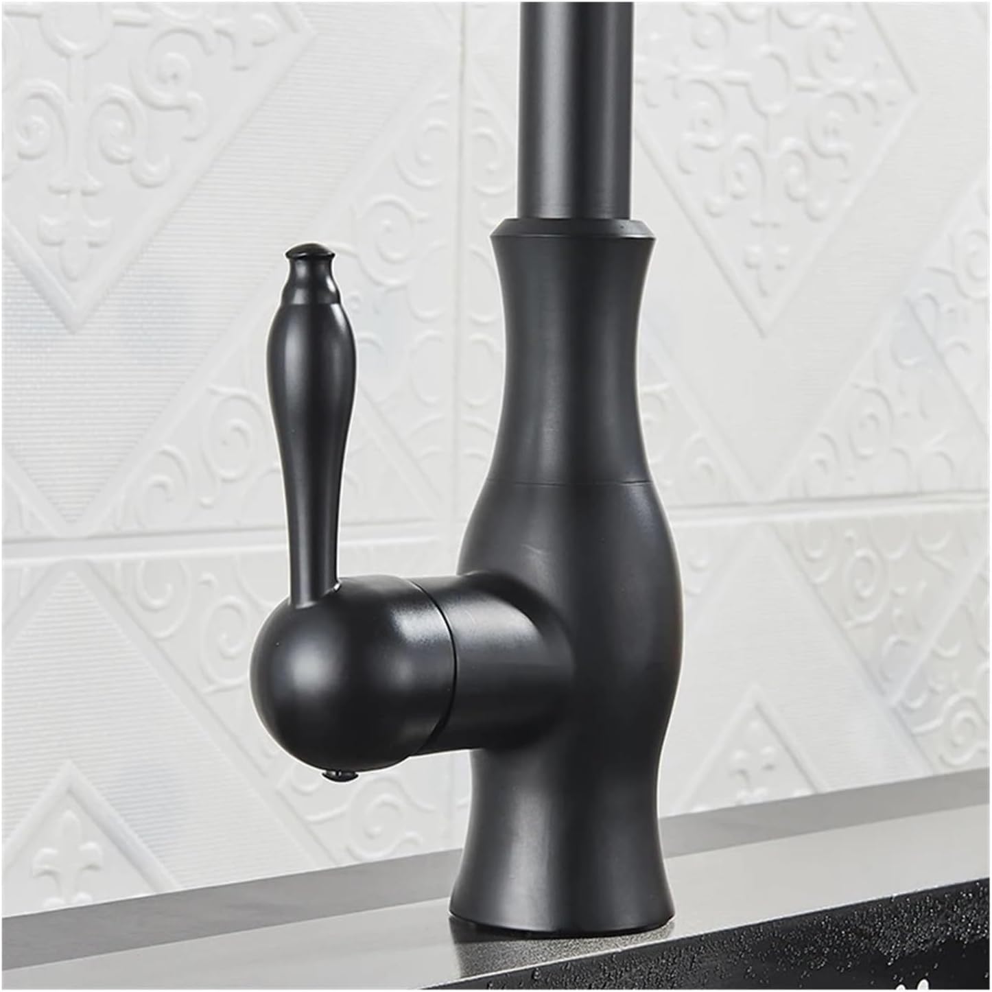 Pull Out Kitchen Faucet Shower/Stream Model Spout Tap Deck Mount Rotatable Single Handle Cold Hot Water Mixer(Matte Black)