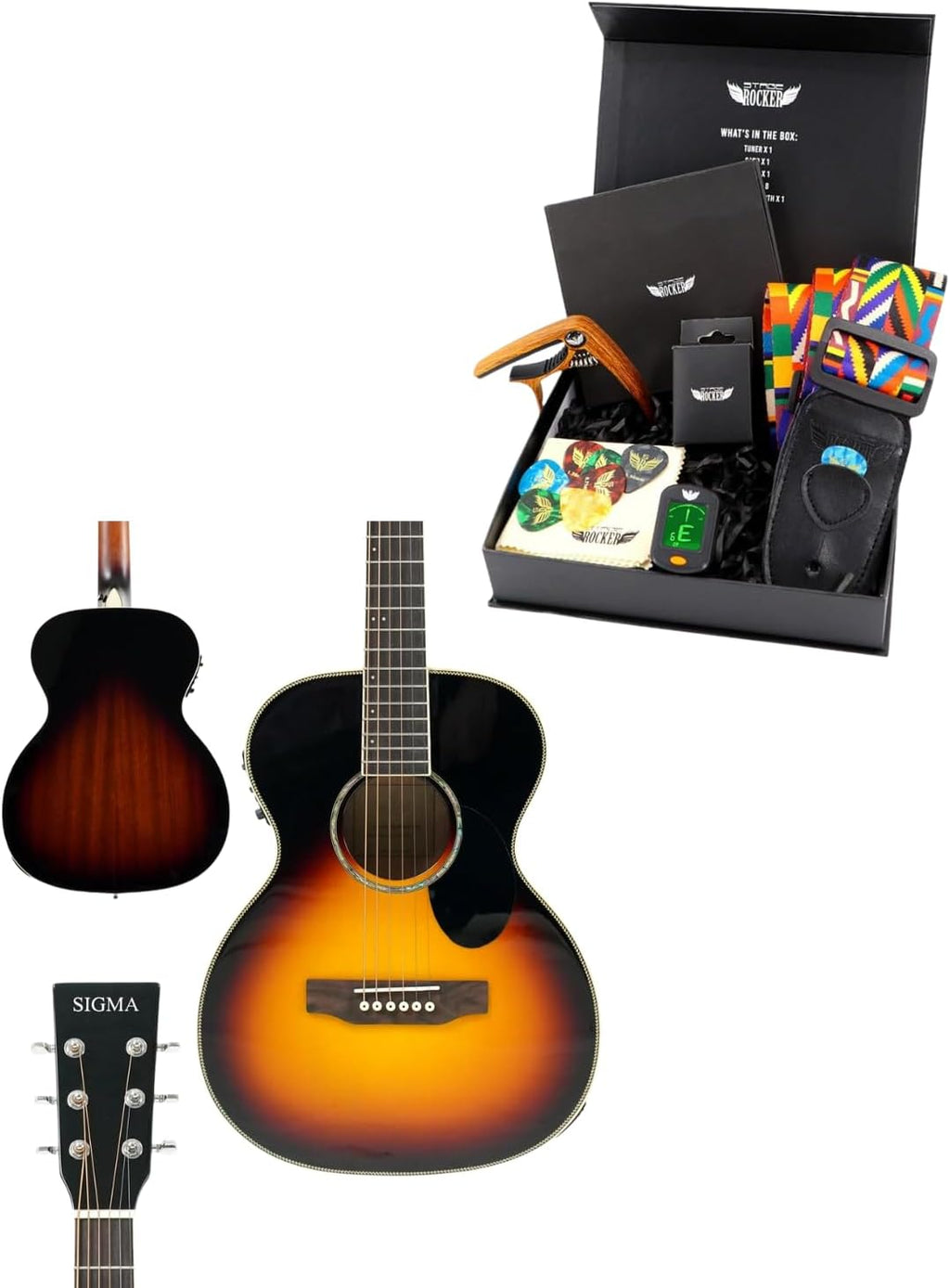 SIGMA 36.5' Acoustic Electric Guitar + Guitar Accessories Gift Box