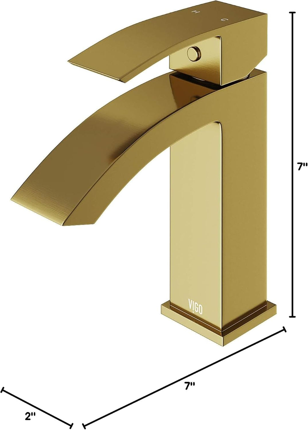 VIGO Satro Waterfall Single-Handle Single-Hole Mount Bathroom Sink Faucet, 7-Inch, Matte Brushed Gold, Modern Design, Solid Brass, 1.2 GPM WaterSense & Ceramic Disc Valve, Corrosion-Resistant