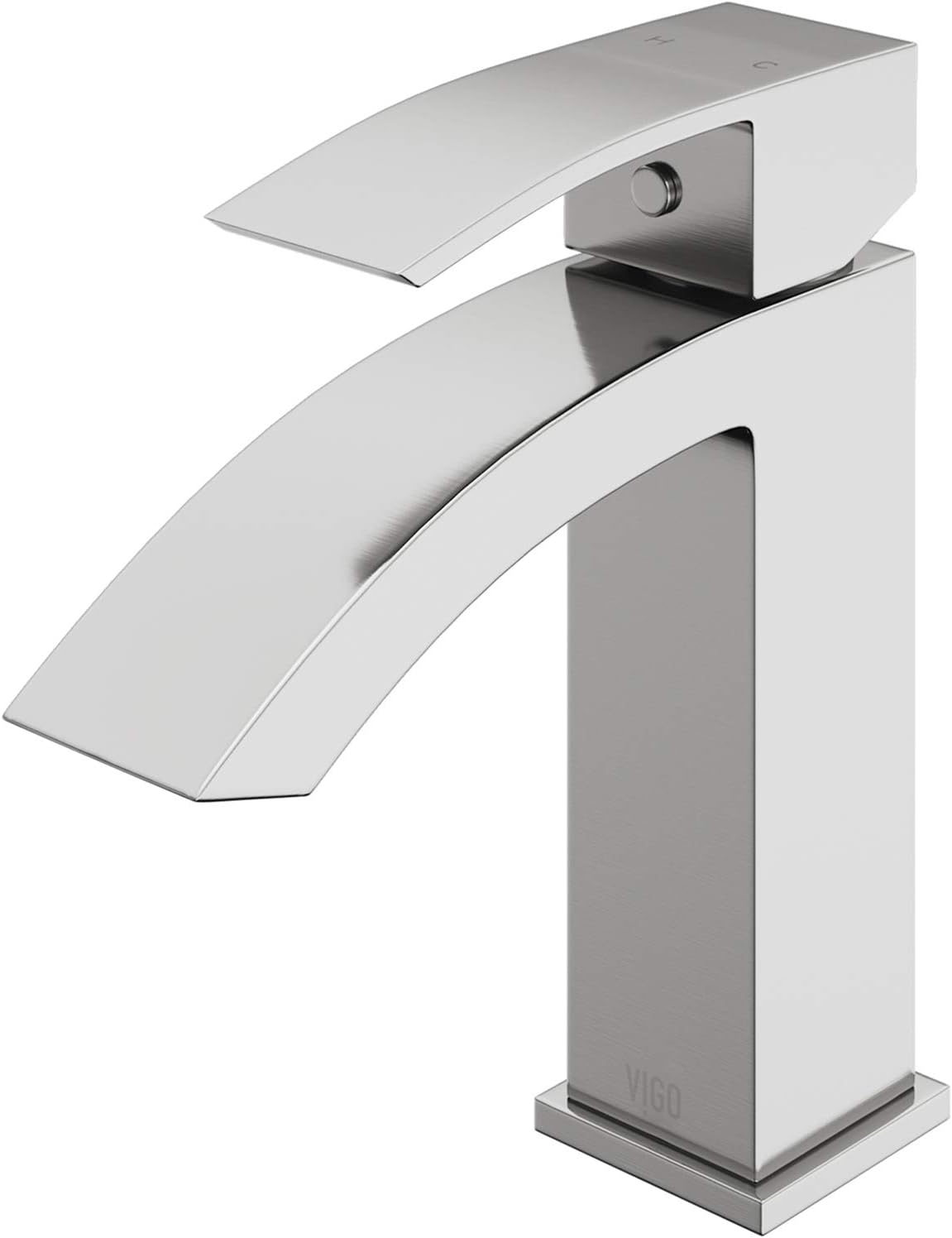 VIGO Satro Waterfall Single-Handle Single-Hole Mount Bathroom Sink Faucet, 7-Inch, Brushed Nickel, Modern Design, Solid Brass, 1.2 GPM WaterSense & Ceramic Disc Valve, Corrosion-Resistant