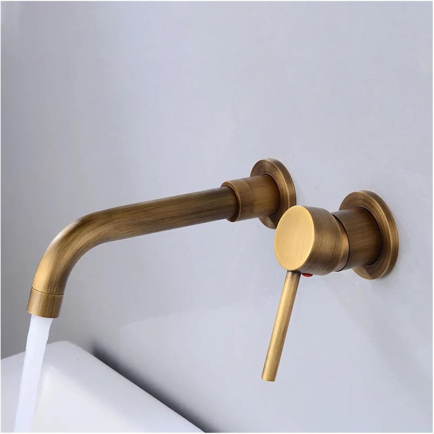 Bathroom Basin Hidden Wall Mounted Sink 360° Rotating Nozzle Bathtub Faucet hot and Cold Mixer (Gold Style2)