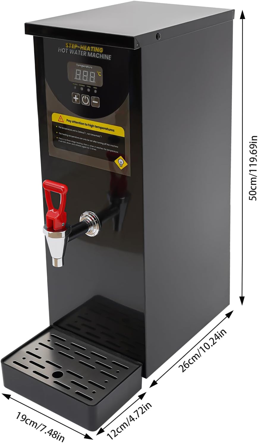 Step-Heating Commercial Hot Water Dispenser, Adjustable Temperature Electric Water Boiler, 8L/2.11gal Large Capacity Water Boiler for Homes, Caterers, Restaurants, Offices and Stores