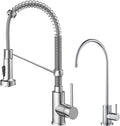 KRAUS Bolden Commercial Style Pull-Down Kitchen Faucet and Purita Water Filter Faucet Combo in Chrome, KPF-1610-FF-100CH