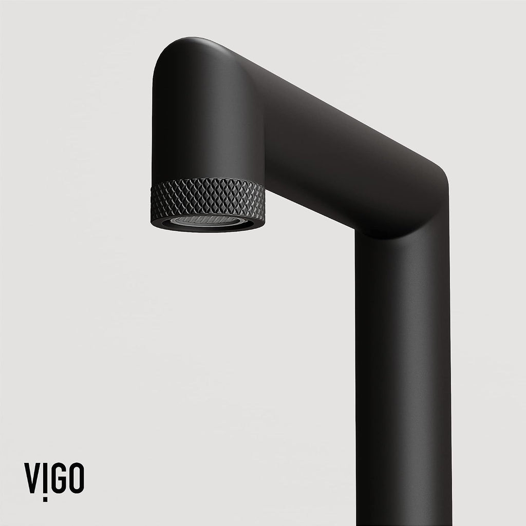 VIGO Sterling Two-Handle Three-Hole Mount Widespread Bathroom Sink Faucet, 7-Inch, Matte Black, Modern Design, Solid Brass, 1.2 GPM WaterSense & Ceramic Disc Valve, Corrosion-Resistant
