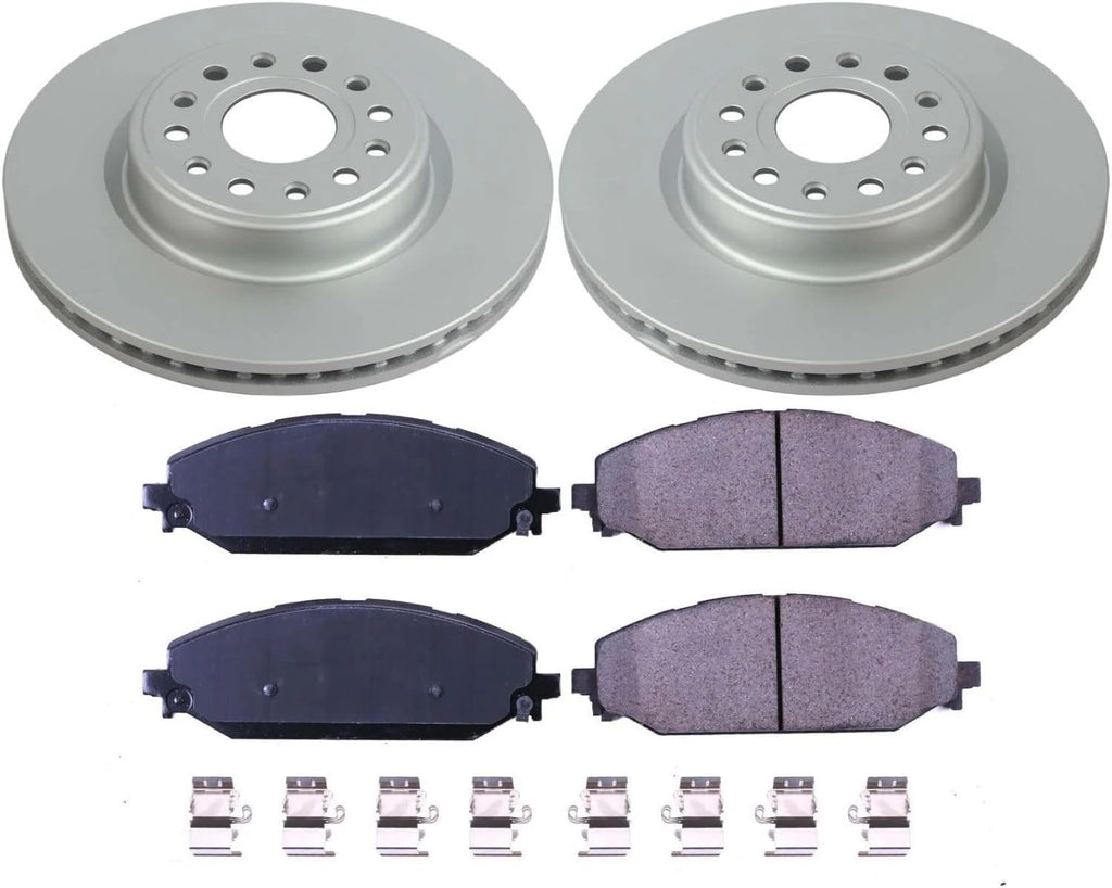 PowerStop Front Brake Kit for Ram 1500 2019-25 - Fully-Coated Disc Rotors with Z17 Ceramic Brake Pads Replacement, CRK8183