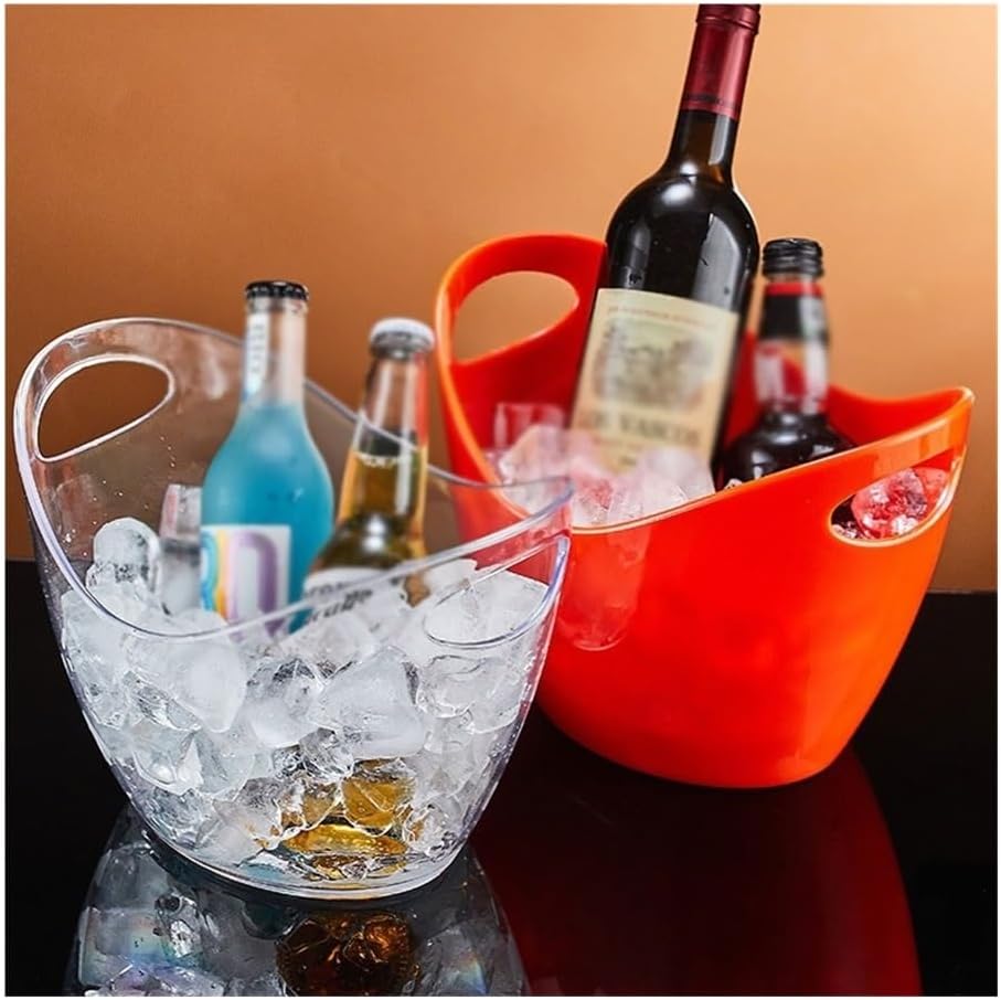 Ice Bucket, ﻿Acrylic Ice BucketLarge Capacity Champagne BucketBar Ice Pellet BucketFilled Ice Bucket Ice Buckets for Parties(Red)