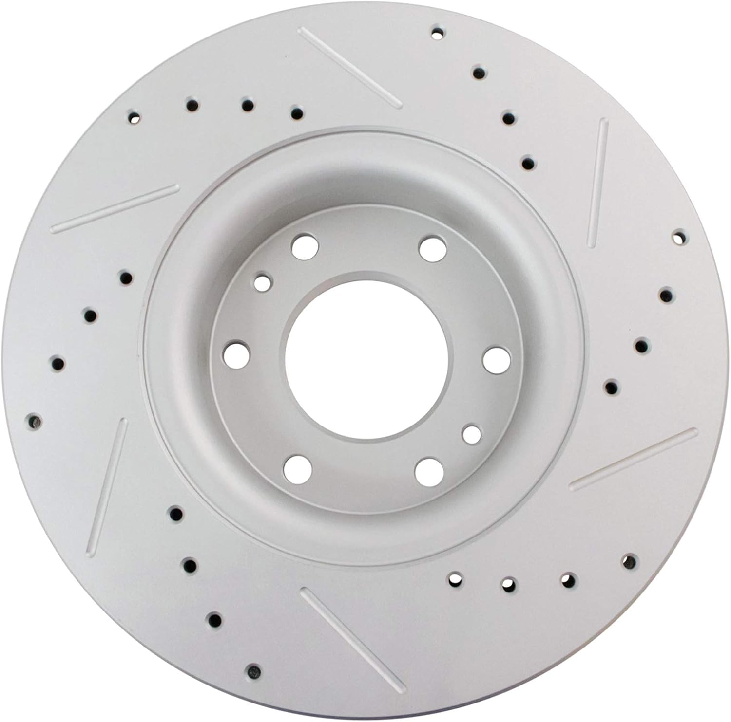 TRQ Performance Front Brake Pad & Rotor Set Ceramic Coated Drilled Solid Rotors Compatible with 02-05 Chevrolet Trailblazer 02-05 GMC Envoy 04-05 Buick Rainier 03-06 Isuzu Ascender 2005 Saab 9-7x