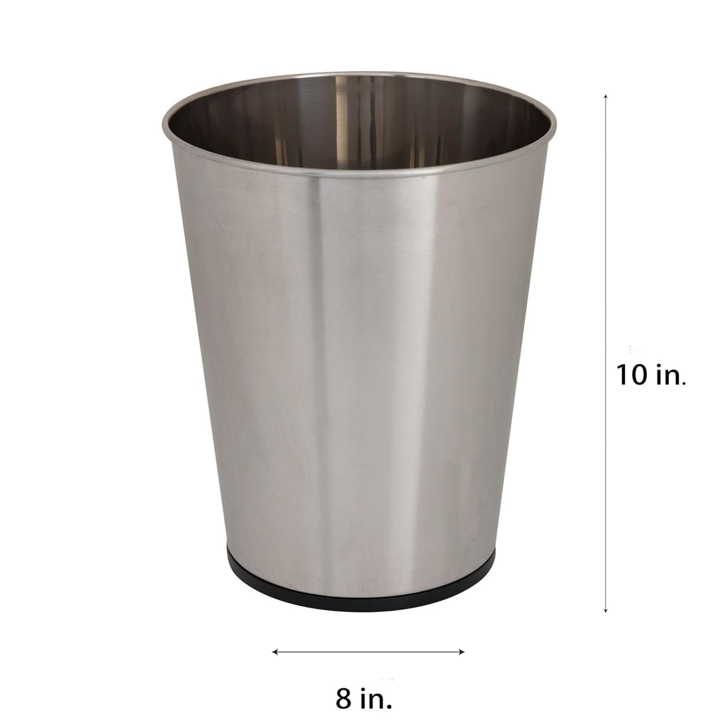 Bath Bliss 5 Liter Small Wastebasket, Stainless Steel|Compact Round Open Top Trash Can, Durable Bathroom Bedroom Dorm Office Garbage Bin, Stylish Space-Saving Waste Disposal Container (Pack of 12)