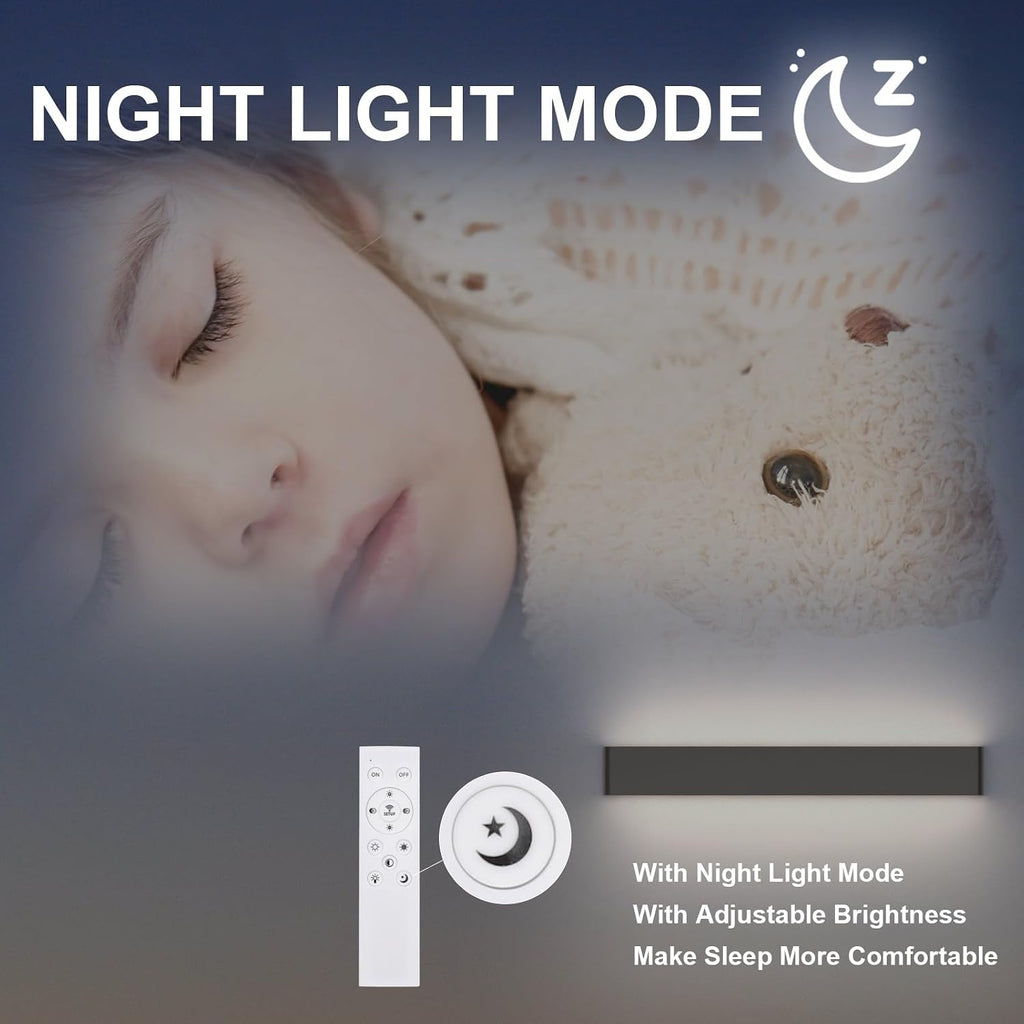 Aipsun 43.3in Remote Control Dimmable Modern Black Vanity Light Fixtures Color Temperature Adjustable LED Bathroom Light Fixture