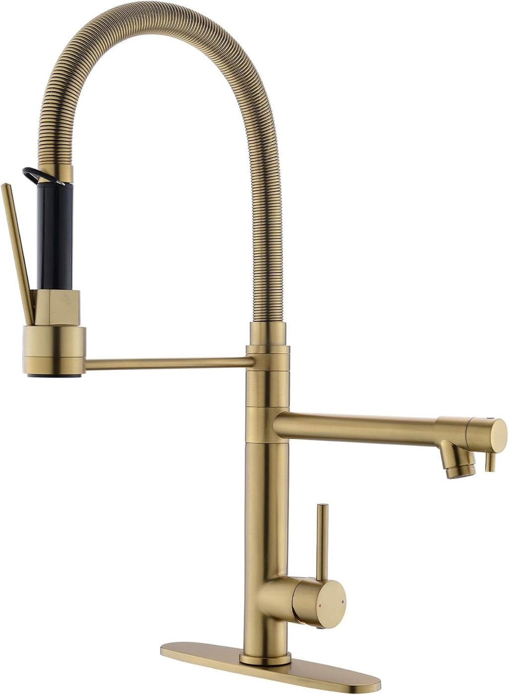 GIMILI Commercial Dual-Spout Gold Kitchen Sink Faucet with Pull Down Sprayer