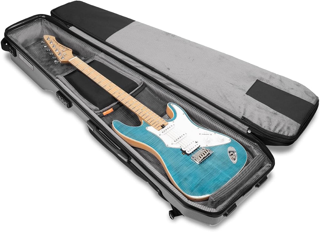 Gruv Gear Electric Guitar Case Hard, Patented Electric Guitar Gig Bag with Adjustable Backpack Straps, Easy Rolling Wheels, Travel Approved, Multiple Pockets for Guitar Accessories, Holds 1 Instrument