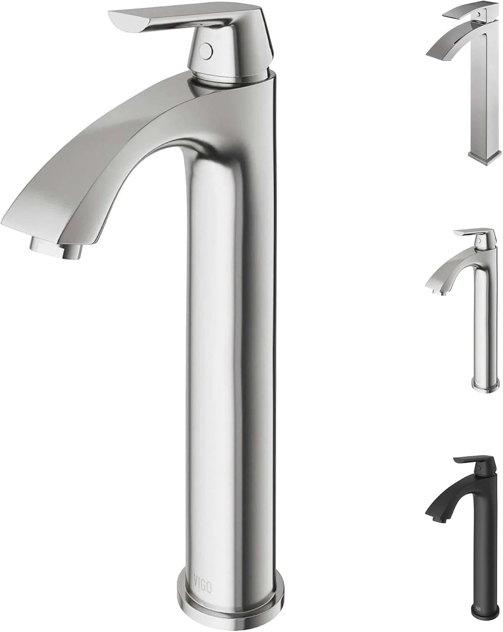 VIGO Linus Single-Handle Single-Hole Mount Vessel Bathroom Sink Faucet, 12-Inch, Brushed Nickel, Modern Design, Solid Brass, 1.2 GPM WaterSense & Ceramic Disc Valve, Corrosion-Resistant